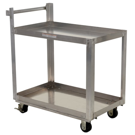 Vestil Aluminum Service Cart, 2 Shelves, 22x36, Aluminum, 660 lb Load Capacity, 2 Shelves, 21.875" W SCA2-2236